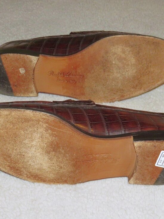 Ralph Lauren Purple Label Burgundy Crocodile Buckle Stirup Loafers 10D main image 9